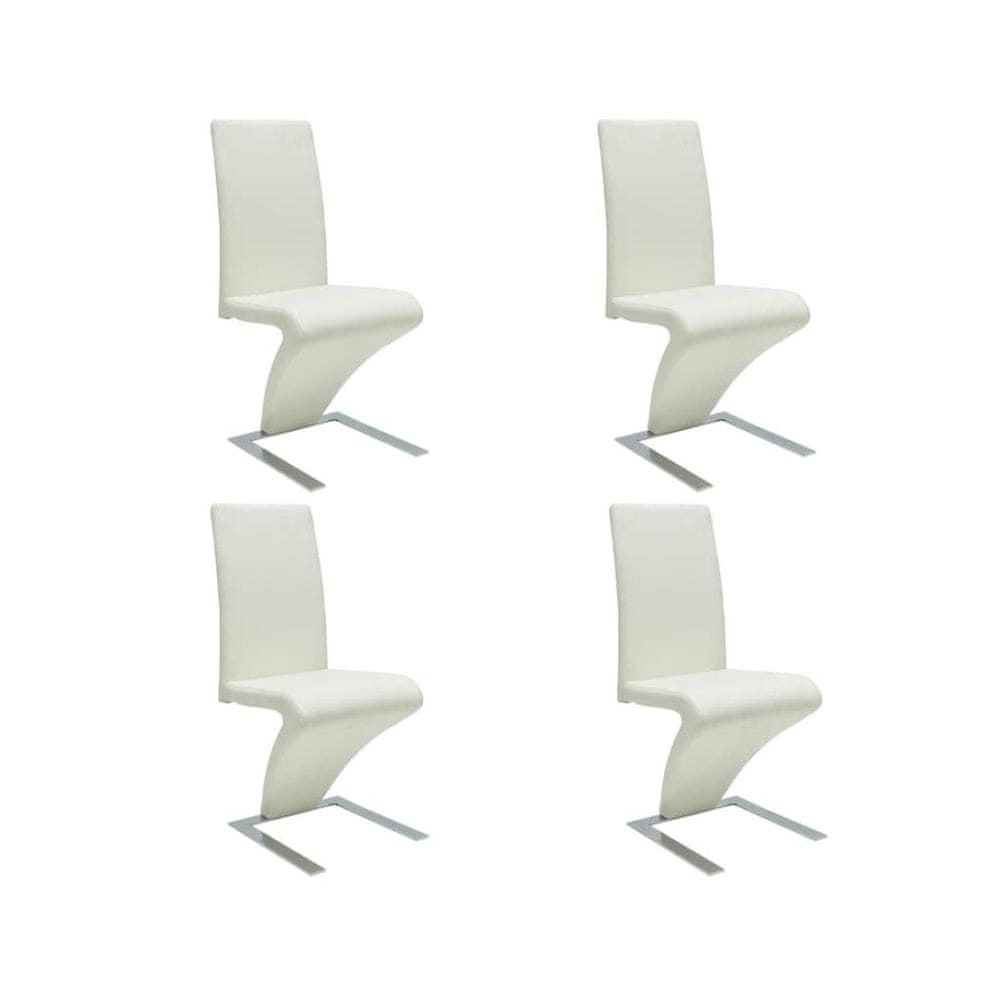 Vidaxl Jedálenské stoličky 4 ks, biele, umelá koža